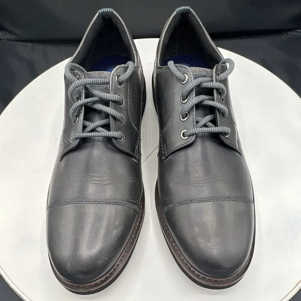 Nunn Bush Comfort Gel Men’s Gray Leather Cap Toe Lace-Up Derby Dress 12M NWOB